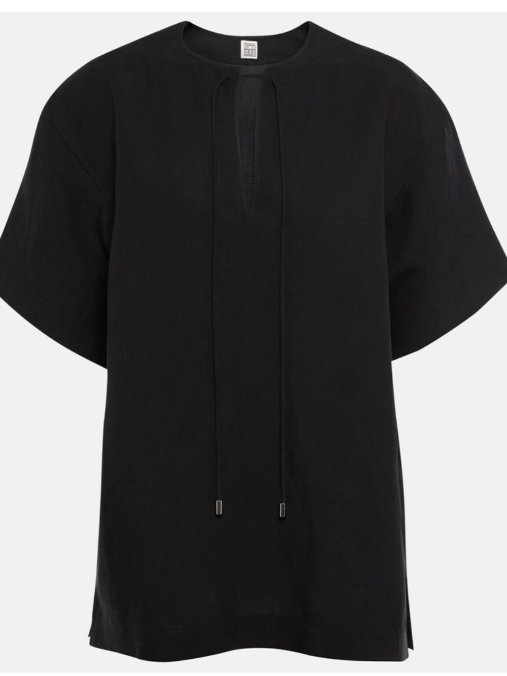 Toteme Linen blend Fluid Tie-Neck Top Blouse Sz 34